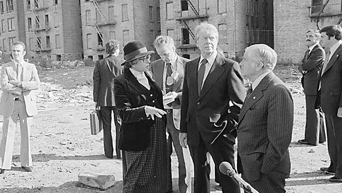 Patricia Roberts Harris, with Jimmy Carter and New York Mayor Abraham Beame on a tour of the South Bronx. Photo courtesy NARA