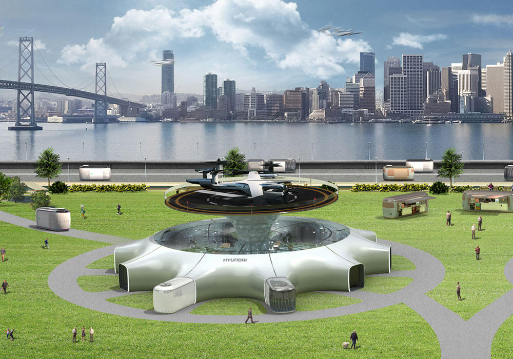 Planning Winter 2021 Flying Taxis Are on the Horizon. Communities Need to Prepare for Takeoff. Hyundai Motor Company and partners unveiled a new autonomous personal air vehicle prototype last year, pictured here in a rendering. Courtesy Hyundai Motor Company.