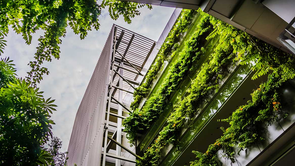 One of the author’s favorite projects, The Khoo Teck Puat Hospital in Singapore uses nature to support healing and prominently displays a list of the bird species sited on the grounds. Photo by DerekTeo/Shutterstock.com.