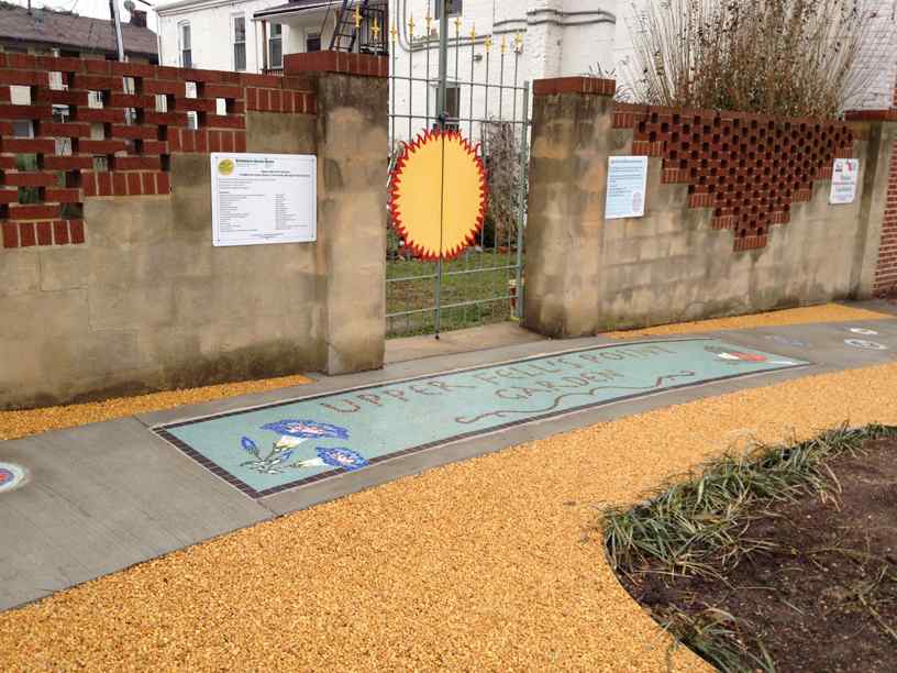 The new pervious sidewalk at the Upper Fell’s Point Community Garden. Photo credit Miriam Avins.