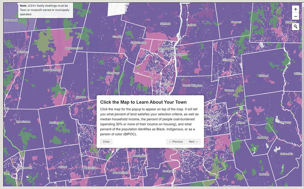 Desegregate Connecticut released a first of its kind digital map earlier this year to illustrate how the more than 2,600 zoning districts treat housing.