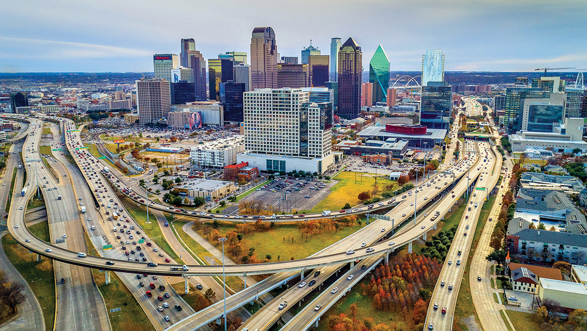 I-345 has created pollution and depressed land values in Dallas, critics say. As the highway reaches the end of its lifespan, the city solicited resident input this year for a new plan. Photo by Brian Hellemn/iStock/Getty Images Plus.