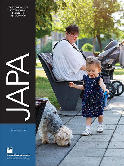 JAPA cover, Vol 88, No 1 Cover of Journal of the American Planning Association, Vol. 88, No. 1.