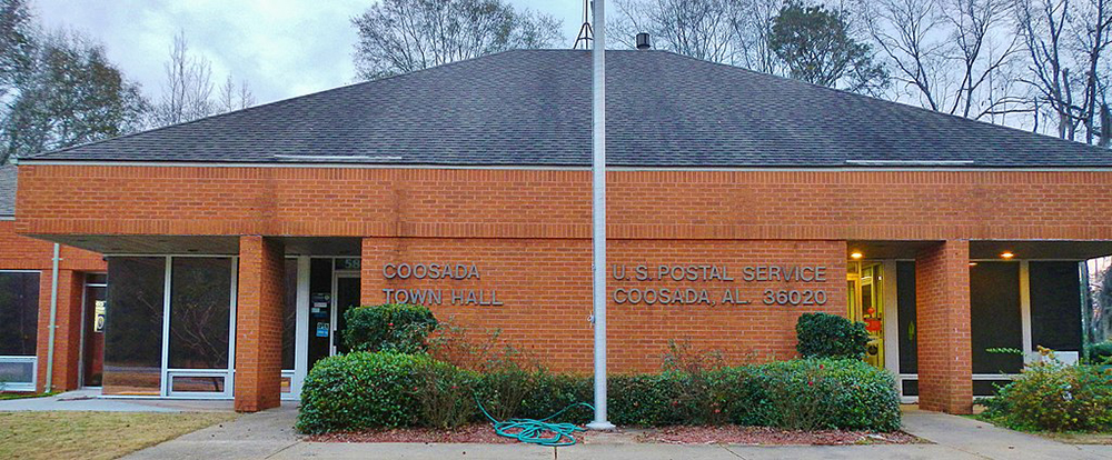 The town of Coosada, Alabama, combines town hall and post office services within one facility.