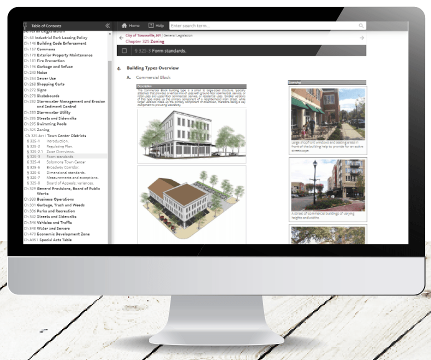 Enhanced Graphics lets you optimize the presentation of your zoning code in print and online media without compromising the original planning document’s design. Photo courtesy General Code.