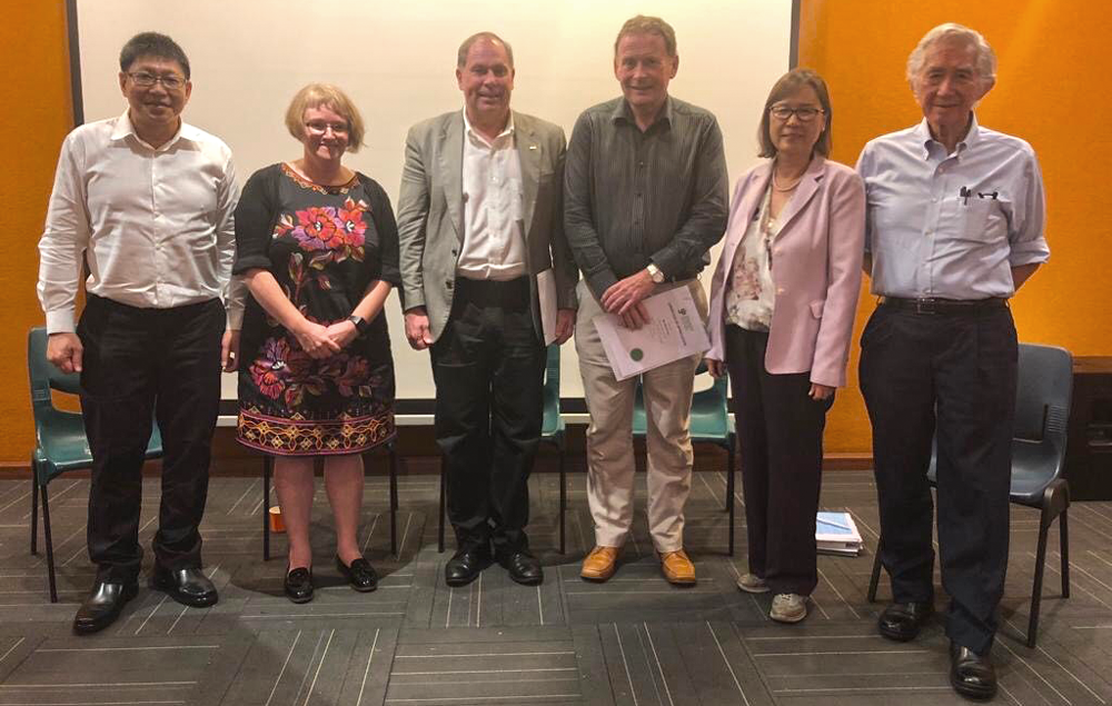 From left, Wifred Loo, Dr. Roisin Willmott, Jeffrey Soule, John Acres, Evlyn Cheong, and Dr. Liu Thai Ker. Photo courtesy Evlyn Cheong.