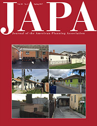 Cover of the Spring 2017 issue of the Journal of the American Planning Association.