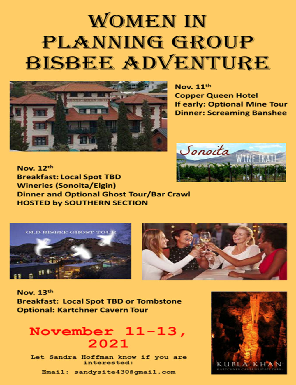 Everyone is invited to join the WPG in Bisbee November 11 - 13, 2021!!