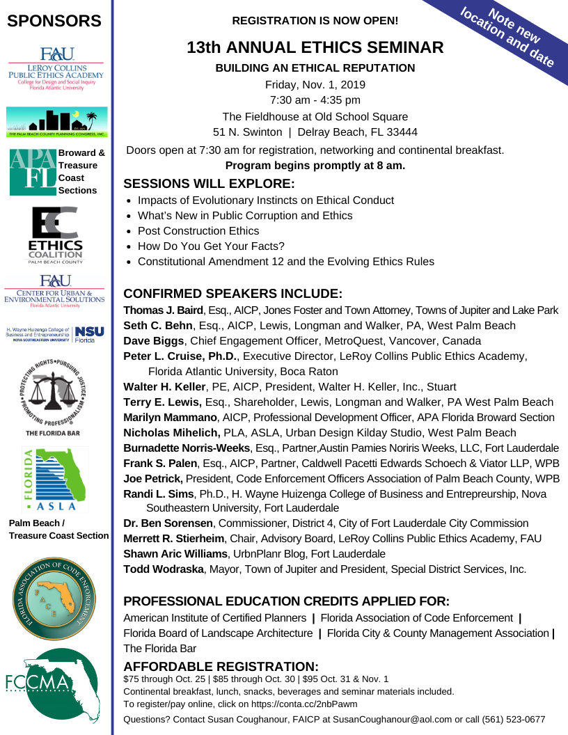 treasure coast section ethics seminar flier